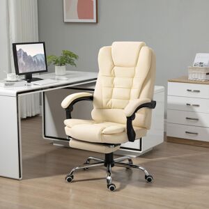 Executive Office Chair, Recliner Computer Chair With Footrest, Cream Homcom Executive Office Chair, Recliner Computer Chair With Footrest, Cream Homcom