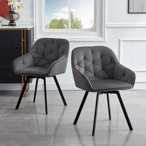 Bubble 2x Rotatable Dining Chairs Grey Velvet Seat Metal Leg Swivel Dining Room Modern Bubble 2x Rotatable Dining Chairs Grey Velvet Seat Metal Leg Swivel Dining Room Modern