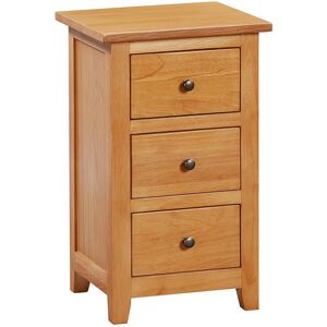 Hallowood Furniture Bedside Table, Small Oak Veneer Side/lamp Table, Narrow Nightstand With 3 Drawer Hallowood Furniture Bedside Table, Small Oak Veneer Side/lamp Table, Narrow Nightstand With 3 Drawer