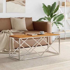 Coffee Table Stainless Steel And Solid Wood Acacia Vidaxl Coffee Table Stainless Steel And Solid Wood Acacia Vidaxl