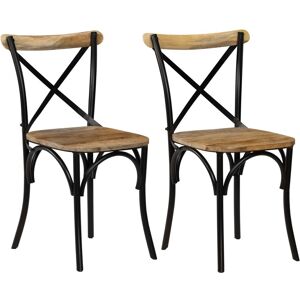 Vidaxl Cross Dining Chairs 2pc Black Solid Mango Wood 51x52x84cm Sturdy Retro Handmade Vidaxl Cross Dining Chairs 2pc Black Solid Mango Wood 51x52x84cm Sturdy Retro Handmade
