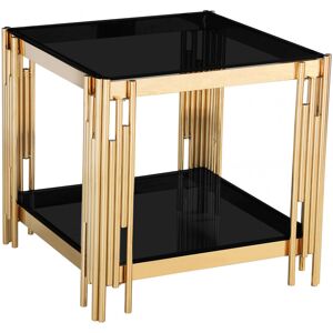 Cleveland Lamp Table Side End Table Display Stand Black Square Glass Gold Finished Frame Cleveland Lamp Table Side End Table Display Stand Black Square Glass Gold Finished Frame