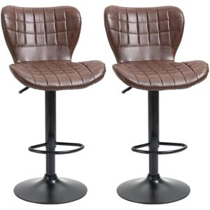 Homcom Bar Stools Set Of 2 Adjustable Height Swivel Pu Leather Bar Chairs Brown Homcom Bar Stools Set Of 2 Adjustable Height Swivel Pu Leather Bar Chairs Brown