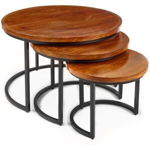 Elm Home And Garden Large Solid Dark Wooden Round Nest Table H48 X W77x D77 Elm Home And Garden Large Solid Dark Wooden Round Nest Table H48 X W77x D77