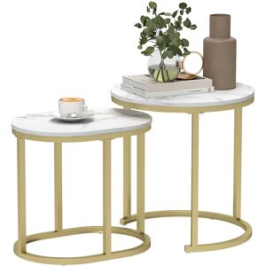 Homcom 2 Pcs Coffee Table With Faux Marble Side Accent Tables White Homcom 2 Pcs Coffee Table With Faux Marble Side Accent Tables White