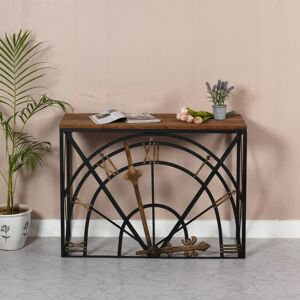Handmade Oforta Natural Reclaimed Wood And Metal Half Clock Console Table For Living Room Handmade Oforta Natural Reclaimed Wood And Metal Half Clock Console Table For Living Room