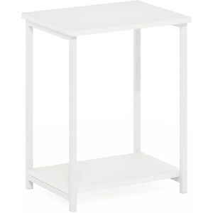 Furinno Simplistic Industrial Metal Frame End Table, 1-Pack, White/white Furinno Simplistic Industrial Metal Frame End Table, 1-Pack, White/white