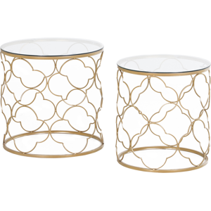 Homcom Nesting Tables Set Of 2 Side End Table With Glass Top - Gold Tone Homcom Nesting Tables Set Of 2 Side End Table With Glass Top - Gold Tone
