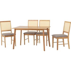 Seconique Austin & Ellis Oak Effect Dining Table With 4 Grey Fabric Rattan Chairs Seconique Austin & Ellis Oak Effect Dining Table With 4 Grey Fabric Rattan Chairs