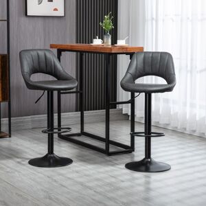 Homcom Bar Stools Set Of 2, Height Adjustable Pu Leather Swivel Barstools, Grey Homcom Bar Stools Set Of 2, Height Adjustable Pu Leather Swivel Barstools, Grey