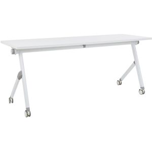 Beliani Foldable Office Desk With Wheels White Bendi Beliani Foldable Office Desk With Wheels White Bendi