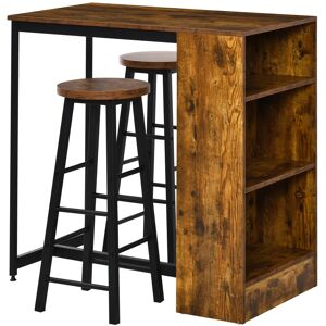 Homcom 3 Piece Bar Table Set, Bar Height Table With 2 Stools, Storage Shelf Homcom 3 Piece Bar Table Set, Bar Height Table With 2 Stools, Storage Shelf