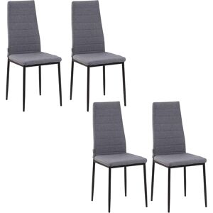 Homcom High Back Dining Chairs Modern Upholstered Linen-Touch Fabric Accent Cha Homcom High Back Dining Chairs Modern Upholstered Linen-Touch Fabric Accent Cha