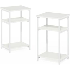 Furinno Just 3-Tier Industrial Metal Frame End Table, 2-Pack, White/white Furinno Just 3-Tier Industrial Metal Frame End Table, 2-Pack, White/white