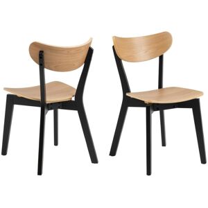 Actona Roxby Curved Wood Dining Chair, Set Of 2, In Oak And Black Rubberwood Actona Roxby Curved Wood Dining Chair, Set Of 2, In Oak And Black Rubberwood