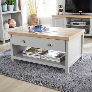 Avon Grey Coffee Table Oak Effect Top 1 Drawer Storage Occasional Table Metal Handles Avon Grey Coffee Table Oak Effect Top 1 Drawer Storage Occasional Table Metal Handles