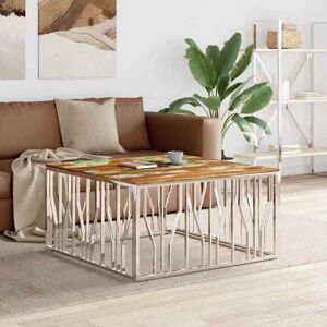 Coffee Table Silver Stainless Steel And Solid Wood Reclaimed Vidaxl Coffee Table Silver Stainless Steel And Solid Wood Reclaimed Vidaxl