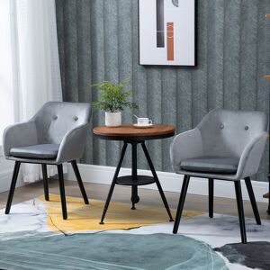Homcom 2 Pieces Modern Upholstered Fabric Bucket Seat Dining Room Armchairs - Grey Homcom 2 Pieces Modern Upholstered Fabric Bucket Seat Dining Room Armchairs - Grey