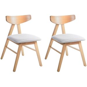 Beliani Set Of 2 Dining Chairs Lacota Wood Light Brown/ Grey Beliani Set Of 2 Dining Chairs Lacota Wood Light Brown/ Grey