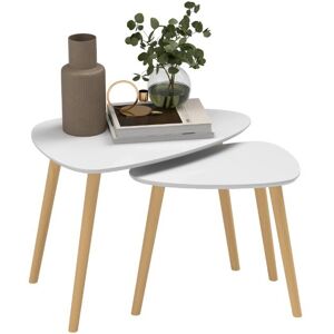 Homcom Side Table Set Of 2, Modern End Coffee Bedside Tables Grey Natural Homcom Side Table Set Of 2, Modern End Coffee Bedside Tables Grey Natural