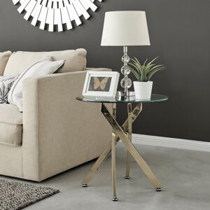 Furniturebox Uk Novara Clear Round Tempered Glass & Gold Chrome Leg Living Room Side End Table Furniturebox Uk Novara Clear Round Tempered Glass & Gold Chrome Leg Living Room Side End Table