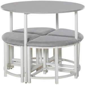 Homcom Modern Round Dining Table Set With 4 Upholstered Stools For Dining Room Homcom Modern Round Dining Table Set With 4 Upholstered Stools For Dining Room