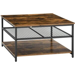 Homcom Industrial Coffee Table Cocktail Table With Storage Shelves Rustic Brown Homcom Industrial Coffee Table Cocktail Table With Storage Shelves Rustic Brown