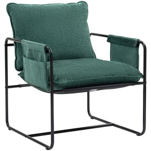 Homcom Upholstered Reading Chair With Side Pockets And Steel Frame, Green Homcom Upholstered Reading Chair With Side Pockets And Steel Frame, Green