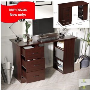 Homcom Computer Desk W/ Storage, Writing Study Table For Home Office, Brown Homcom Computer Desk W/ Storage, Writing Study Table For Home Office, Brown