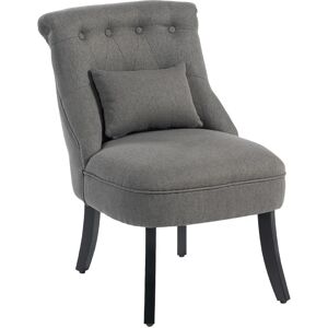 Homcom Fabric Single Sofa Upholstered W/ Pillow Wood Leg Soft Seat Charcoal Grey Homcom Fabric Single Sofa Upholstered W/ Pillow Wood Leg Soft Seat Charcoal Grey