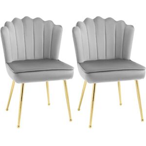 Homcom Velvet Shell Accent Chair For Bedroom With Metal Legs Set Of 2 Grey New Homcom Velvet Shell Accent Chair For Bedroom With Metal Legs Set Of 2 Grey New