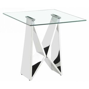 Konya Lamp Table Side End Table Display Stand Clear Square Glass Stainless Steel Frame Konya Lamp Table Side End Table Display Stand Clear Square Glass Stainless Steel Frame