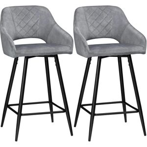 Homcom Bar Stools Set Of 2 Velvet-Touch Fabric Counter Chairs Kitchen Seat Grey Homcom Bar Stools Set Of 2 Velvet-Touch Fabric Counter Chairs Kitchen Seat Grey