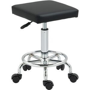 Homcom Pu Leather Rolling Stool, Height Adjustable Salon Chair, Black Homcom Pu Leather Rolling Stool, Height Adjustable Salon Chair, Black
