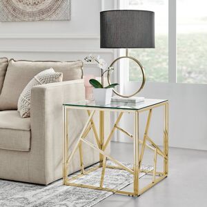 Furniturebox Uk Amalfi Square Side Table Glass & Gold Chrome Modern Living Room Sofa End Table Furniturebox Uk Amalfi Square Side Table Glass & Gold Chrome Modern Living Room Sofa End Table