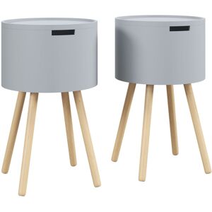 Homcom Round Side Table Nightstand W/ Hidden Storage Space Removable Lid, Grey Homcom Round Side Table Nightstand W/ Hidden Storage Space Removable Lid, Grey