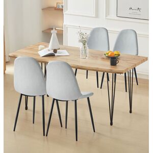 Hallowood Furniture Dining Set, Live Edge Effect Kitchen Table 160cm & 4 Silver Grey Dining Chairs Hallowood Furniture Dining Set, Live Edge Effect Kitchen Table 160cm & 4 Silver Grey Dining Chairs