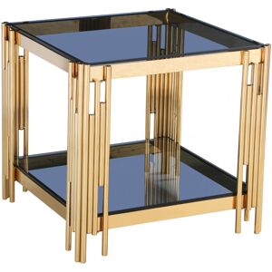 Cleveland Lamp Table Side End Table Display Stand Grey Square Glass Stainless Steel Gold Cleveland Lamp Table Side End Table Display Stand Grey Square Glass Stainless Steel Gold