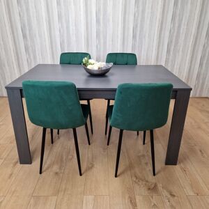 KOSY KOALA Grey Dining Table and 4 Green Velvet Chairs - Dining Set KOSY KOALA Grey Dining Table and 4 Green Velvet Chairs - Dining Set