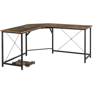 Homcom Corner L-Shape Computer Desk Gaming Pc Workstation For Home Office Rustic Brown Homcom Corner L-Shape Computer Desk Gaming Pc Workstation For Home Office Rustic Brown