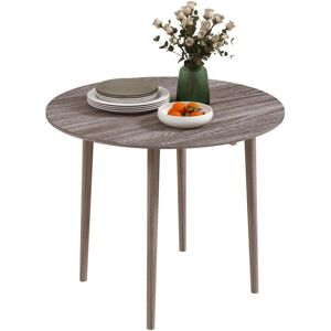 Homcom Foldable Dining Table Round Drop Leaf Modern Space Saving With Wood Legs Grey Homcom Foldable Dining Table Round Drop Leaf Modern Space Saving With Wood Legs Grey