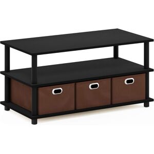 Furinno Frans Turn-N-Tube Coffee Table With Bin Drawers, Black Oak/black/brown, Furinno Frans Turn-N-Tube Coffee Table With Bin Drawers, Black Oak/black/brown,