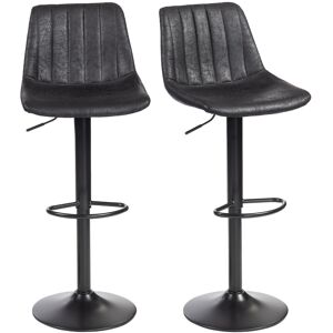 Homcom Bar Stools Set Of 2 Adjustable Swivel Bar Chairs With Backrest Black Homcom Bar Stools Set Of 2 Adjustable Swivel Bar Chairs With Backrest Black