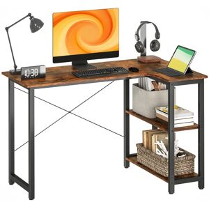 Homcom L-Shaped Computer Desk Study Workstation With 2 Shelves Steel Frame Rustic Brown Homcom L-Shaped Computer Desk Study Workstation With 2 Shelves Steel Frame Rustic Brown