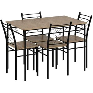 Homcom Modern Dining Table Set For 4 Space-Saving 5 Pieces Kitchen Table Set Oak Homcom Modern Dining Table Set For 4 Space-Saving 5 Pieces Kitchen Table Set Oak