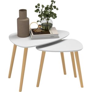 Homcom Side Table Set Of 2, Modern End Coffee Bedside Tables Grey Natural Homcom Side Table Set Of 2, Modern End Coffee Bedside Tables Grey Natural