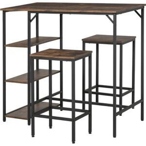 Homcom Industrial Bar Height Dining Table Set 3 Pieces Bar Set With Shelf Furniture New Homcom Industrial Bar Height Dining Table Set 3 Pieces Bar Set With Shelf Furniture New