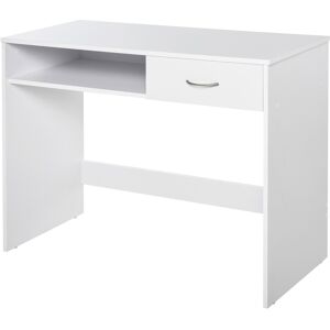 Homcom Modern Computer Work Desk Table Study Shelf Drawer Writing Station White Homcom Modern Computer Work Desk Table Study Shelf Drawer Writing Station White