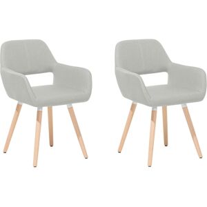 Beliani Set of 2 Light Grey Fabric Dining Chairs - Dining Chairs Beliani Set of 2 Light Grey Fabric Dining Chairs - Dining Chairs