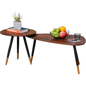 Homcom Coffee Table Set Of 2 Nesting End Side Tables For Living Room, Walnut Homcom Coffee Table Set Of 2 Nesting End Side Tables For Living Room, Walnut